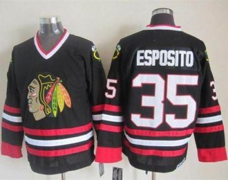 Chicago Blackhawks #35 Tony Esposito Black CCM Throwback Stitched NHL jersey