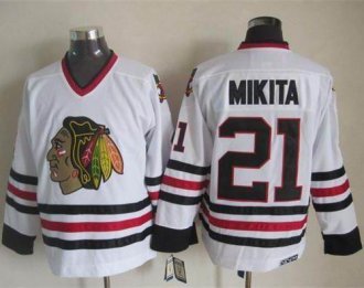 Chicago Blackhawks #21 Stan Mikita White CCM Throwback Stitched NHL Jersey