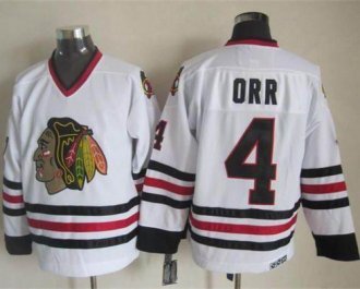 Chicago Blackhawks #4 Bobby Orr White CCM Throwback Stitched NHL Jersey