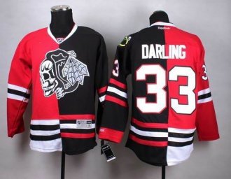 Chicago Blackhawks #33 Scott Darling Red-Black Split White Skull Stitched NHL Jersey