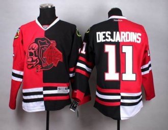 Chicago Blackhawks #11 Andrew Desjardins Red-Black Split Red Skull Stitched NHL