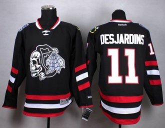 Chicago Blackhawks #11 Andrew Desjardins Black(White Skull) Stitched NHL Jersey