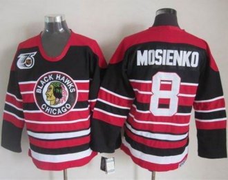 Chicago Blackhawks #8 Bill Mosienko Red-Black 75TH CCM Stitched NHL Jersey