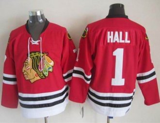 Chicago Blackhawks #1 Glenn Hall Stitched Red CCM Throwback NHL Jersey