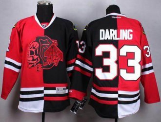 Chicago Blackhawks #33 Scott Darling Red&Black Split Red Skull Stitched NHL Jersey