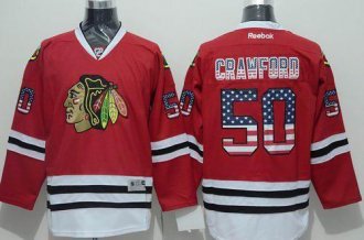 Chicago Blackhawks #50 Corey Crawford Red USA Flag Fashion Stitched NHL Jersey