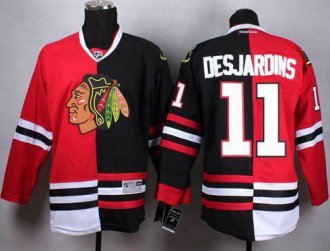 Chicago Blackhawks #11 Andrew Desjardins Red&Black Split Stitched NHL Jersey