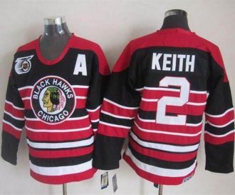 Chicago Blackhawks #2 Duncan Keith Red-Black 75TH CCM Stitched NHL Jersey