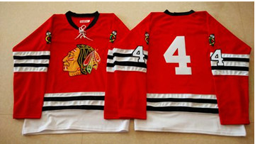 Mitchell And Ness 1960-61 Chicago Blackhawks #4 Niklas Hjalmarsson Red Stitched NHL Jersey