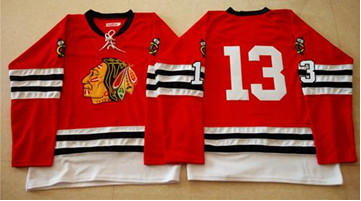 Mitchell And Ness 1960-61 Chicago Blackhawks #13 Daniel Carcillo Red Stitched NHL Jersey