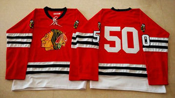 Mitchell And Ness 1960-61 Chicago Blackhawks #50 Corey Crawford Red Stitched NHL Jersey