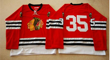 Mitchell And Ness 1960-61 Chicago Blackhawks #35 Tony Esposito Red Stitched NHL Jersey