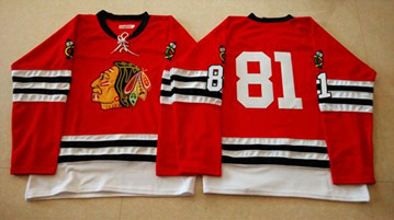 Mitchell And Ness 1960-61 Chicago Blackhawks #81 Marian Hossa Red Stitched NHL Jersey