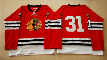 Mitchell And Ness 1960-61 Chicago Blackhawks #31 Antti Raanta Red Stitched NHL Jersey