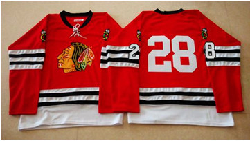 Mitchell And Ness 1960-61 Chicago Blackhawks #28 Steve Larmer Red Stitched NHL Jersey