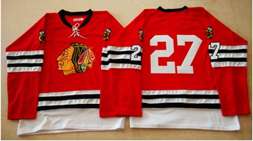 Mitchell And Ness 1960-61 Chicago Blackhawks #27 Johnny Oduya Red Stitched NHL Jersey