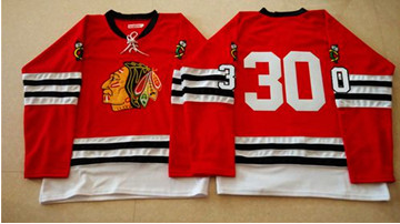 Mitchell And Ness 1960-61 Chicago Blackhawks #30 ED Belfour Red Stitched NHL Jersey