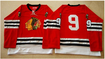 Mitchell And Ness 1960-61 Chicago Blackhawks #9 Bobby Hull Red Stitched NHL Jersey