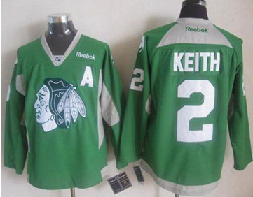 Chicago Blackhawks #2 Duncan Keith Green Practice Stitched NHL Jersey