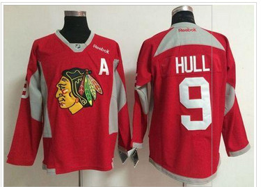 Chicago Blackhawks #9 Bobby Hull Red Practice Stitched NHL Jersey