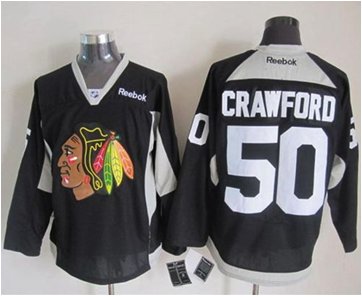 Chicago Blackhawks #50 Corey Crawford Black Practice Stitched NHL Jersey