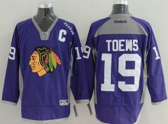 Chicago Blackhawks #19 Jonathan Toews Purple Hockey Fights Cancer Stitched NHL Jersey