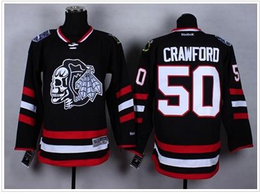 Chicago Blackhawks #50 Corey Crawford Black(White Skull) 2014 Stadium Series Stitched NHL Jersey