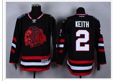 Chicago Blackhawks #2 Duncan Keith Black(Red Skull) 2014 Stadium Series Stitched NHL Jersey