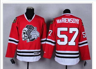 Chicago Blackhawks #57 Trevor Van Riemsdyk Red(White Skull) Stitched NHL Jersey