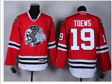 Chicago Blackhawks #19 Jonathan Toews Red(White Skull) Stitched NHL Jersey