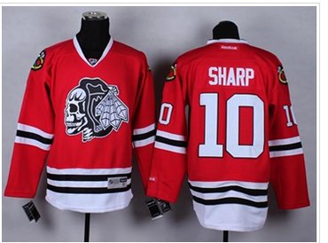 Chicago Blackhawks #10 Patrick Sharp Red(White Skull) Stitched NHL Jersey