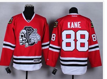 Chicago Blackhawks #88 Patrick Kane Red(White Skull) Stitched NHL Jersey