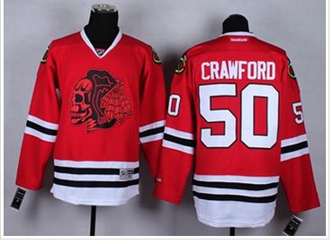 Chicago Blackhawks #50 Corey Crawford Red(Red Skull) Stitched NHL Jersey