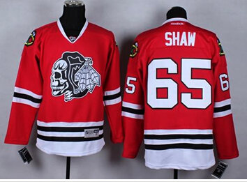 Chicago Blackhawks #65 Andrew Shaw Red(White Skull) Stitched NHL Jersey