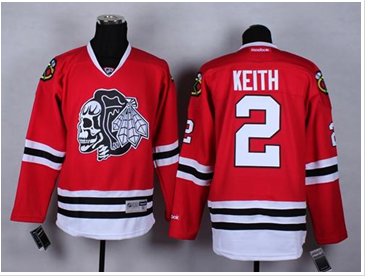 Chicago Blackhawks #2 Duncan Keith Red(White Skull) Stitched NHL Jersey