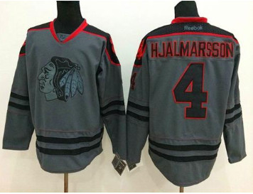 Chicago Blackhawks #4 Niklas Hjalmarsson Charcoal Cross Check Fashion Stitched NHL jersey