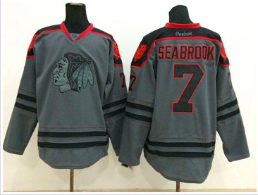 Chicago Blackhawks #7 Brent Seabrook Charcoal Cross Check Fashion Stitched NHL jersey