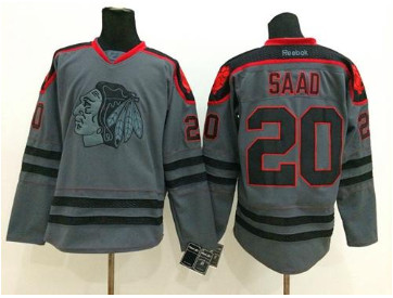 Chicago Blackhawks #20 Brandon Saad Charcoal Cross Check Fashion Stitched NHL Jersey