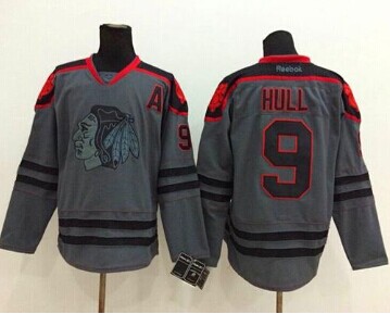 Chicago Blackhawks #9 Bobby Hull Charcoal Cross Check Fashion Stitched NHL Jersey