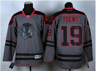 Chicago Blackhawks #19 Jonathan Toews Charcoal Cross Check Fashion Stitched NHL Jersey