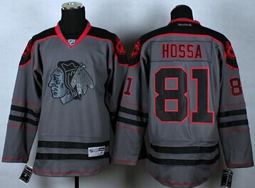 Chicago Blackhawks #81 Marian Hossa Charcoal Cross Check Fashion Stitched NHL Jersey