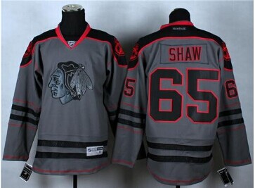 Chicago Blackhawks #65 Andrew Shaw Charcoal Cross Check Fashion Stitched NHL Jersey