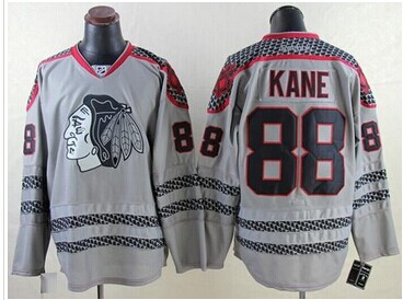 Chicago Blackhawks #88 Patrick Kane Charcoal Cross Check Fashion Stitched NHL Jersey