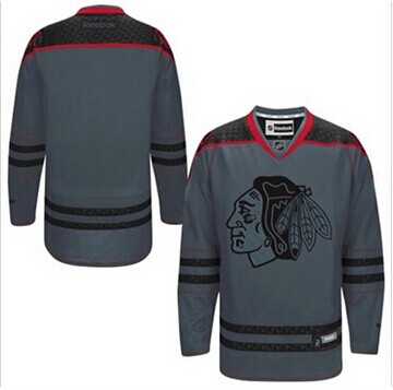 Chicago Blackhawks Blank Charcoal Cross Check Fashion Stitched NHL Jersey