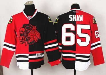 Chicago Blackhawks #65 Andrew Shaw Red-Black Split Red Skull Stitched NHL Jersey