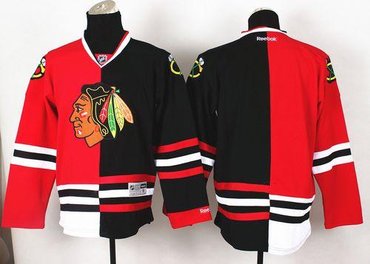 Chicago Blackhawks Blank Red-Black Split Stitched NHL Jersey