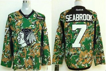 Chicago Blackhawks #7 Brent Seabrook Camo Veterans Day Practice Stitched NHL Jersey