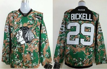 Chicago Blackhawks #29 Bryan Bickell Camo Veterans Day Practice Stitched NHL Jersey