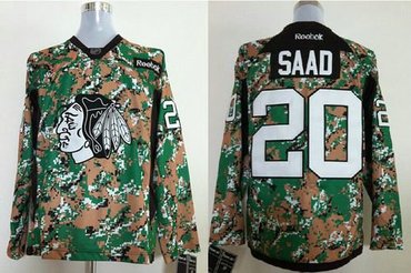 Chicago Blackhawks #20 Brandon Saad Camo Veterans Day Practice Stitched NHL Jersey