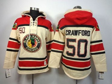 Chicago Blackhawks #50 Corey Crawford White Sawyer Hooded Sweatshirt NHL Jersey